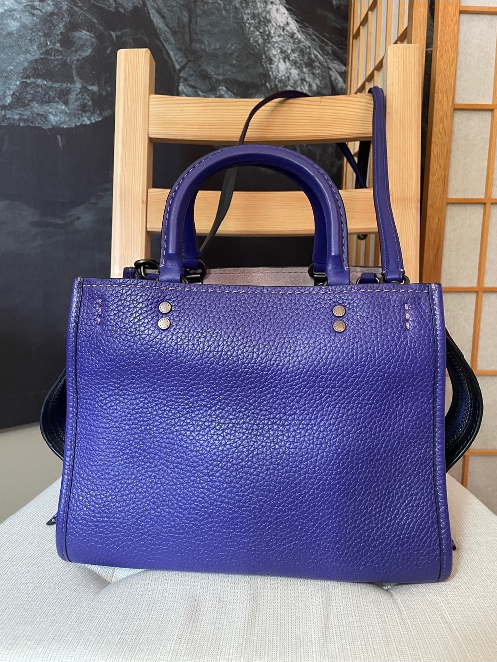 Coach 1941 X Disney Purple "Dark Fairy Tale" Pebble Leather Rogue 25 Satchel Bag - Picture 6 of 17